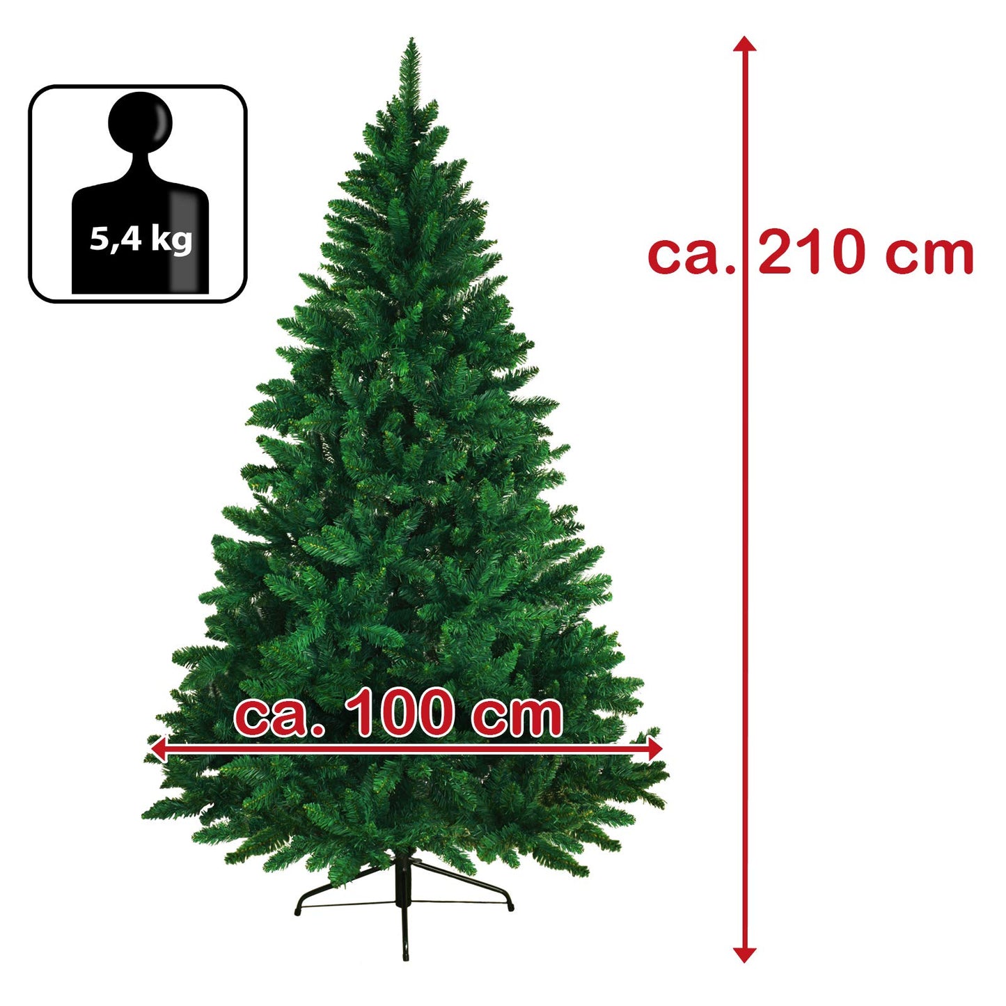BB Sport Christmas Tree 210 cm Medium Green PVC Artificial Pine Tree Foldable Stand System