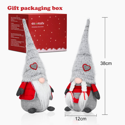 EKARSEN Handmade Couple Gnome cute Scandinavian Tomte Christmas Decor dolls for Christmas New Year Easter Valentine's Day