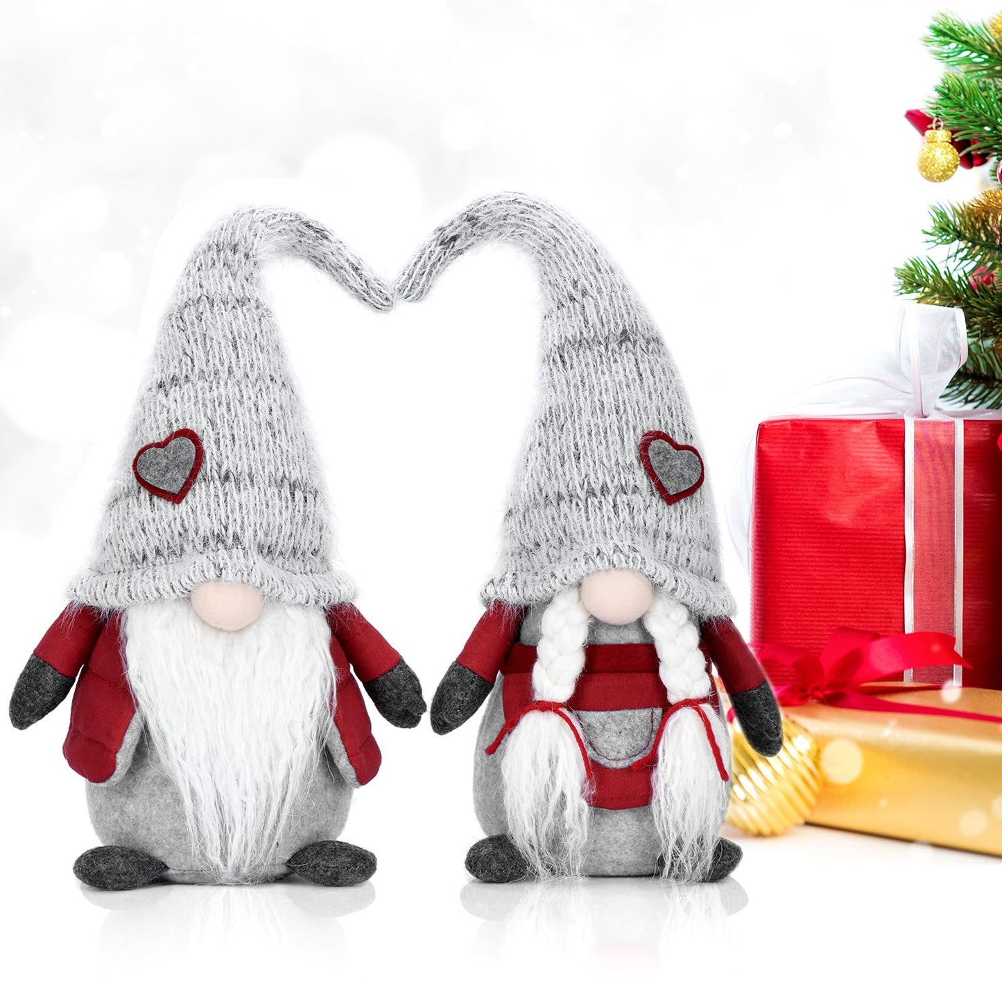 EKARSEN Handmade Couple Gnome cute Scandinavian Tomte Christmas Decor dolls for Christmas New Year Easter Valentine's Day