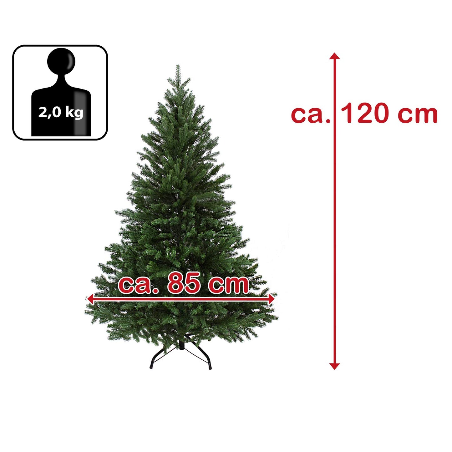 BB Sport Luxury Christmas Tree 120 cm Dark Green artificial Christmas tree PE/PVC injection molding mix fir tree stand base