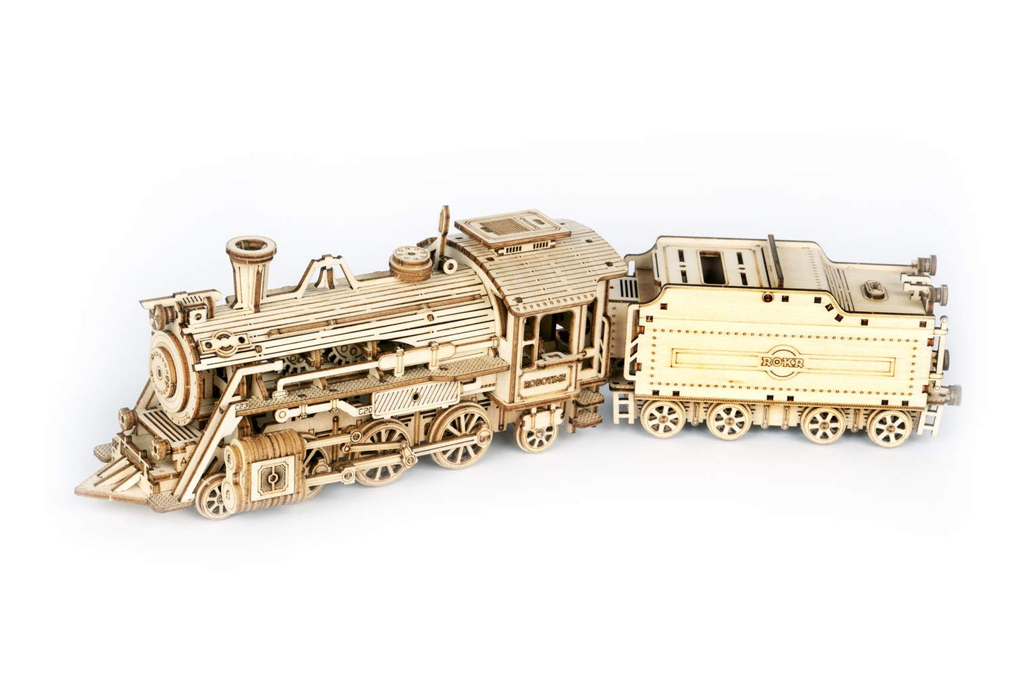 ROKR 3D Puzzle Express Steam Locomotive Wooden Puzzle Model Kit - locomotive wood assembly kit - Christmas birthday gift for teens and adults
