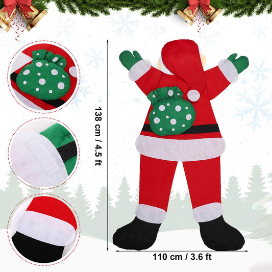 Noisy Santa decoration, 138cm Climbing Hanging Santa Claus for Christmas Tree Christmas Hanging Santa Claus for Roof Fireplace Tree Porch Door Yard