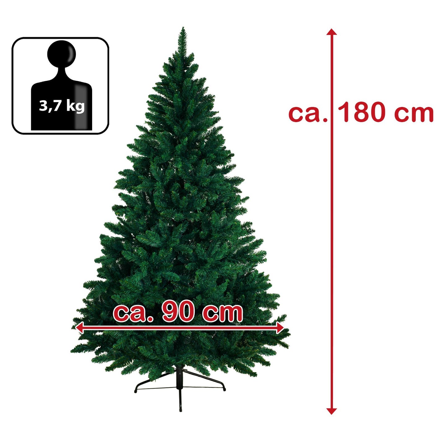 BB Sport Christmas Tree 180 cm Dark Green PVC Artificial Fir Tree Foldable Stand System