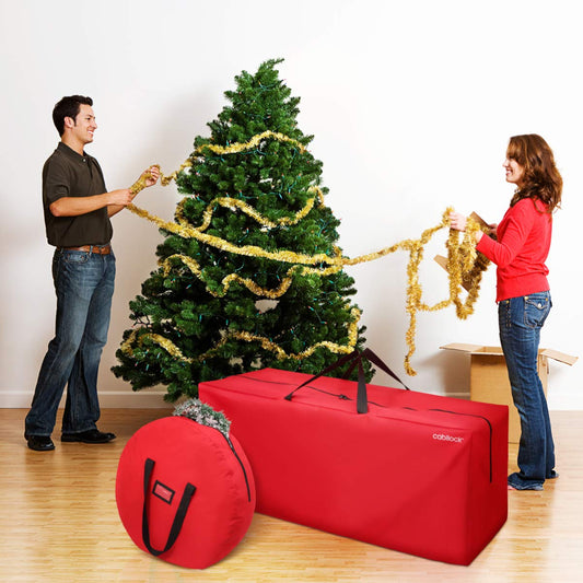 Cabilock Christmas Tree Bag Christmas Wreath Garland Storage Bag for Christmas Decorations (Red)