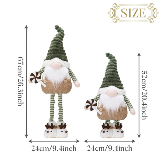 VALERY MADELYN Christmas Elf for Christmas Decoration, 64cm Christmas Gnome Green Brown, Adjustable Legs, Indoor House Christmas Dwarf, Christmas Ornament Decorations
