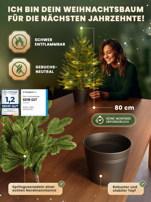 ArtiTree - Artificial Christmas tree in a pot - Christmas tree for indoor and outdoor use, artificial tree for Christmas decorations, realistic appearance.