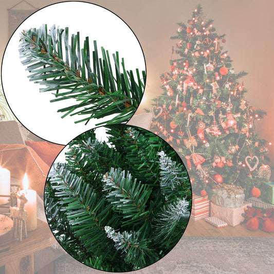 BB Sport Christmas Tree 150 cm Medium Green-Powder Sugar PVC Artificial Tree Stand Foot Folding System