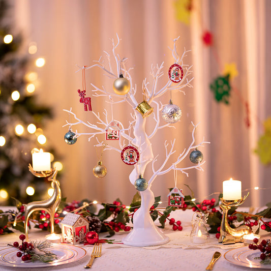 White Artificial Tree Branch Tree - 58cm Tall Christmas Tree for Table Decoration Tree Display Big Easter Tree Wish Tree for Wedding Halloween Birthday Christmas Home Decoration