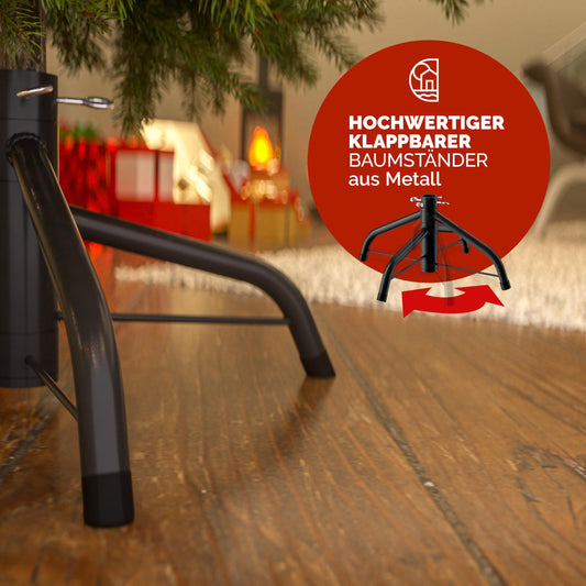 CASARIA® artificial Christmas tree 180cm dense branches quick setup metal stand lifelike fire-resistant green pine tree decoration Christmas