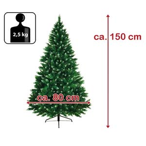 BB Sport Christmas Tree 150 cm Medium Green-Powder Sugar PVC Artificial Tree Stand Foot Folding System