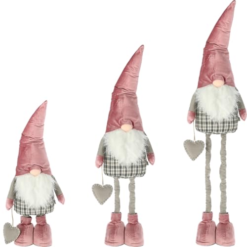 CREOLOGIC XXL Santa Claus Figure 130 cm · Telescopic legs · Christmas decoration · Nordic Santa Claus · Decoration · Decorative figures · Christmas elf man · Gnome (pink)