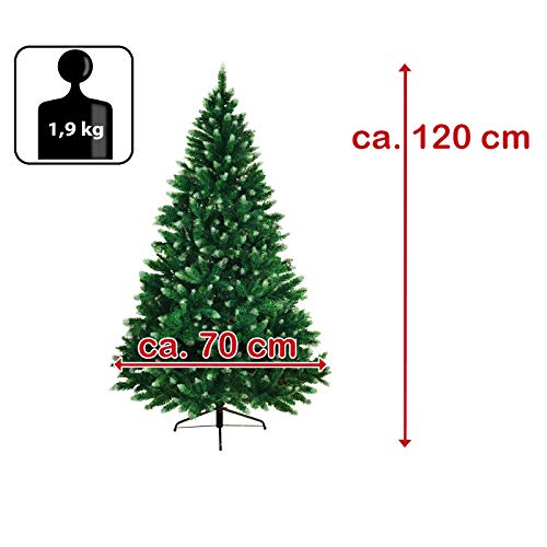 BB Sport Christmas Tree 120 cm in medium green - powdered sugar, made of PVC artificial fir tree with folding stand system.