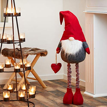 KAMACA XL Christmas Decor Gnome with Telescopic Legs up to 120 cm Fabric Gnome with Red Pointed Hat Winter Decoration Scandinavian Figure Decor Idea for Winter Christmas (XL Telescopic Gnome 120 cm)