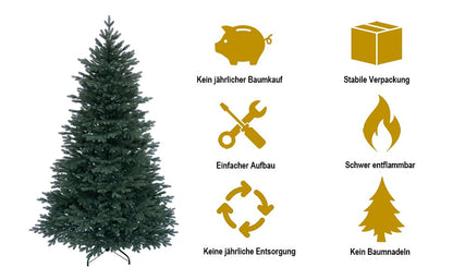 RS Trade HXT 1418 Premium Nordmann Fir 100% Injection Molded 150 cm Artificial Christmas Tree (Ø approx. 106 cm) with approx. 2375 tips, flame retardant, quick assembly folding system, including Christmas tree stand.