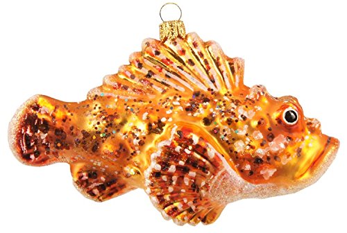 Garden treasures Christmas tree ornament, 10 cm Scorpionfish, Mouth-blown, Hand-painted, Realistic, Artisan craft, Fish, Christmas