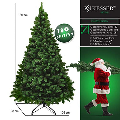KESSER® Artificial Christmas Tree PE 180cm with 780 tips, artificial Noble Fir tree quick setup including Christmas tree stand, Christmas decoration - PE green 1.8m pine Christmas