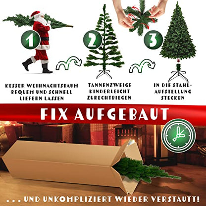 KESSER® Artificial Christmas Tree PE 180cm with 780 tips, artificial Noble Fir tree quick setup including Christmas tree stand, Christmas decoration - PE green 1.8m pine Christmas