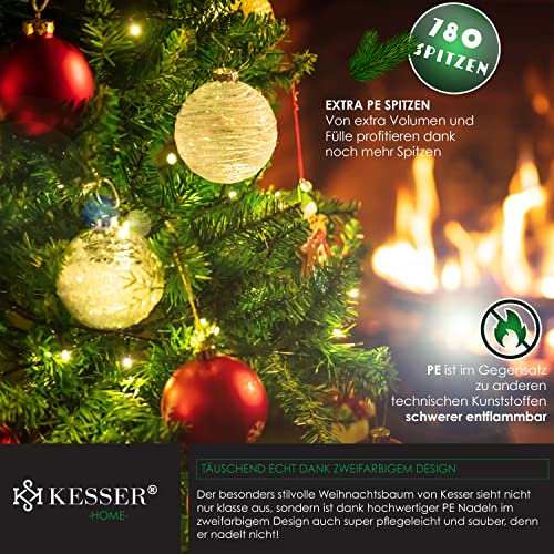 KESSER® Artificial Christmas Tree PE 180cm with 780 tips, artificial Noble Fir tree quick setup including Christmas tree stand, Christmas decoration - PE green 1.8m pine Christmas