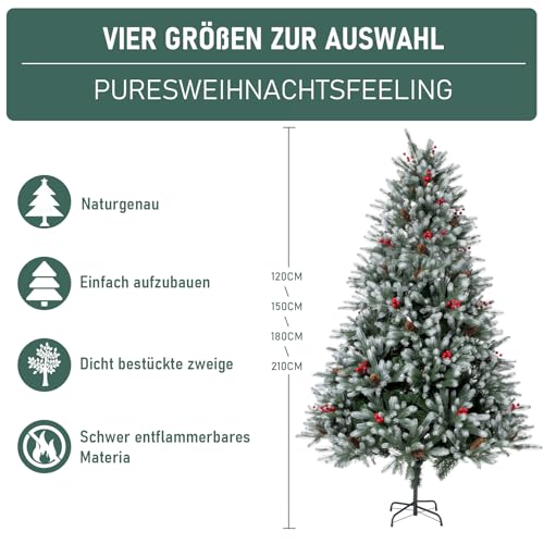 Artificial Christmas tree 180cm, EDWINENE Premium artificial Christmas tree with wooden stand and storage bag, Artificial fir tree Christmas tree, Realistic dense branches.