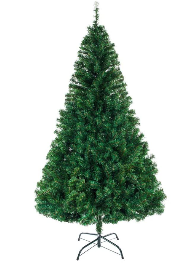 LEADZM 180/210/240cm Artificial Christmas Tree, Artificial Tree with Metal Stand, Pine Tree, PVC, for Home, Office, Shops and Hotels (180 cm, Green)