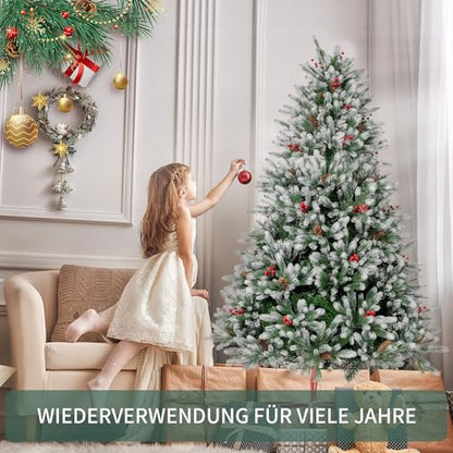 Artificial Christmas tree 180cm, EDWINENE Premium artificial Christmas tree with wooden stand and storage bag, Artificial fir tree Christmas tree, Realistic dense branches.