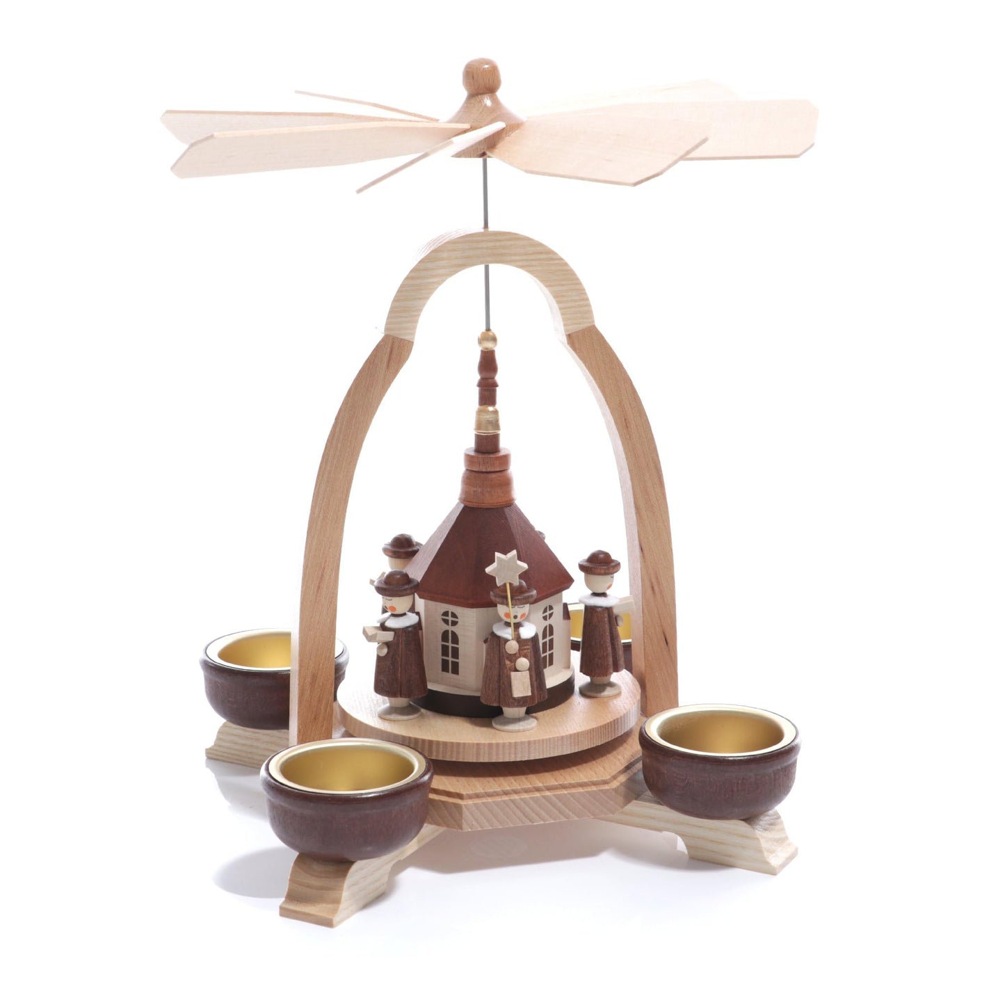 Rudolph's Treasure Chest Tea Light Pyramid with Church dimensions approx. 17x25x17 cm NEW Christmas Pyramid Wooden Pyramid for Tea Lights Table Pyramid Tea Light Pyramid