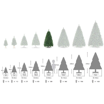 SALCAR 180 cm Artificial Christmas Tree, Nordmann Fir, PVC Tree with 580 green tips, Folding umbrella system, Ø 98 cm