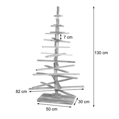 Decorative Christmas tree HWC-H77, 3D fir tree Christmas decoration, shabby chic fir wood adjustable 130x82x82cm