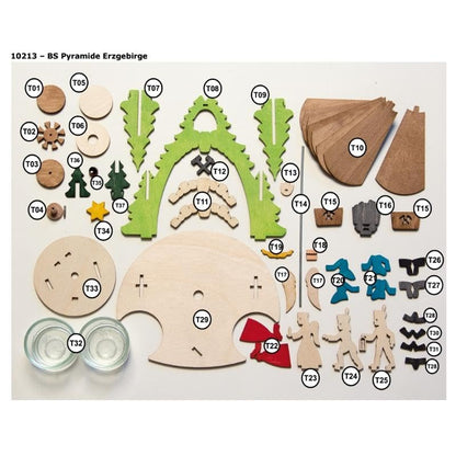 Kuhnert Woodturning - Hobaku Craft Set - Pyramid/Tea light holder - Design: Various - Wooden decoration for assembly - Dimensions: various - Made in Germany