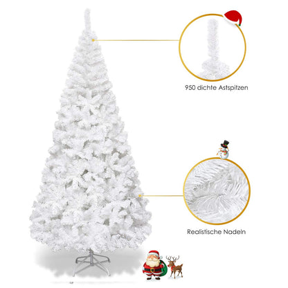 COSTWAY 210cm Artificial Christmas Tree with Metal Stand, Christmas Tree PVC Needles, Ideal for Home, Office, Shops, and Hotels, White