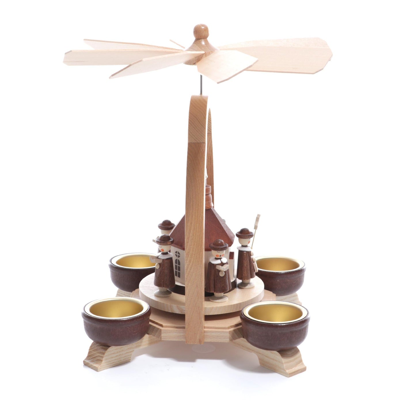 Rudolph's Treasure Chest Tea Light Pyramid with Church dimensions approx. 17x25x17 cm NEW Christmas Pyramid Wooden Pyramid for Tea Lights Table Pyramid Tea Light Pyramid