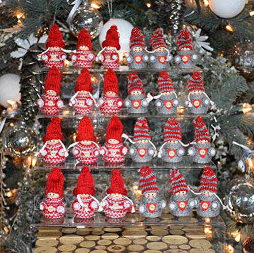 CREOFANT 24 Pieces Nordic Gnome Decorative Ornaments Christmas Decor Gnome Small Gnome with Knit Hat Gnome Ornaments Decorative Figures Christmas Dwarf