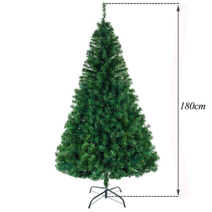 LEADZM 180/210/240cm Artificial Christmas Tree, Artificial Tree with Metal Stand, Pine Tree, PVC, for Home, Office, Shops and Hotels (180 cm, Green)