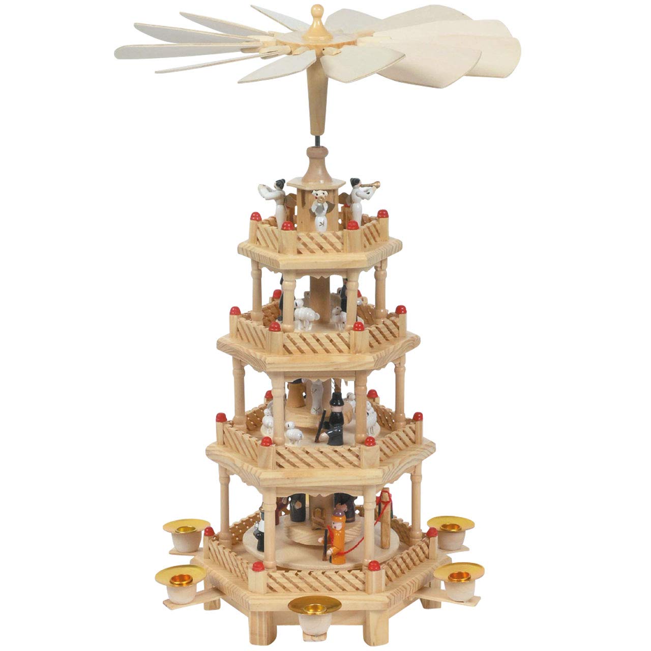 OBC Christmas pyramid/red/Christmas pyramid/4 levels/in artisan style, handmade/Christmas decoration