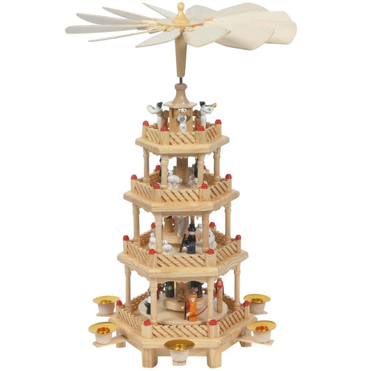 OBC Christmas pyramid/red/Christmas pyramid/4 levels/in artisan style, handmade/Christmas decoration