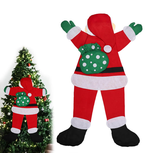 Noisy Santa decoration, 138cm Climbing Hanging Santa Claus for Christmas Tree Christmas Hanging Santa Claus for Roof Fireplace Tree Porch Door Yard