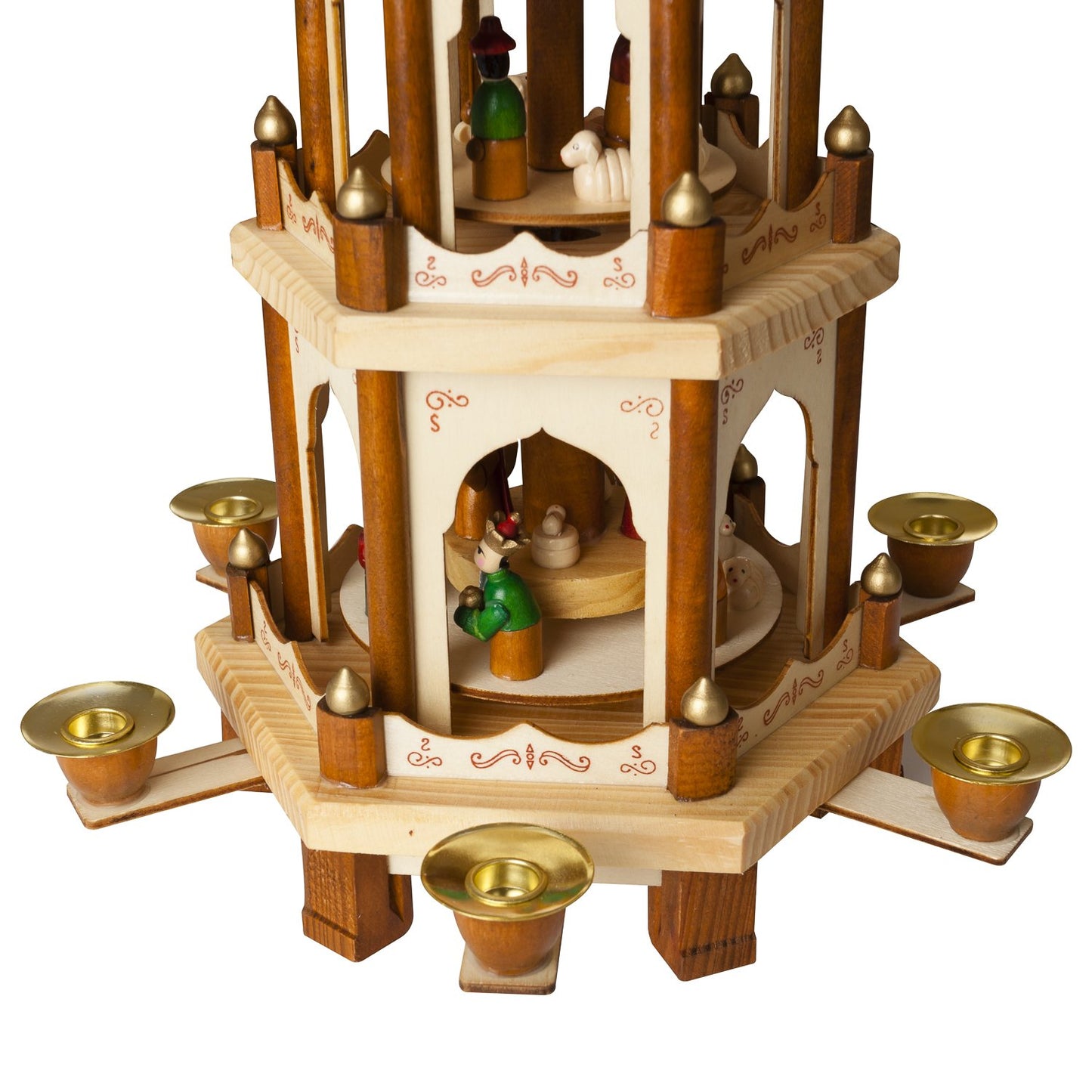 BRUBAKER Christmas pyramid made of wood - natural - 45 or 60 cm height - hand-painted figures