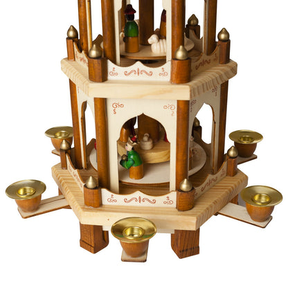 BRUBAKER Christmas pyramid made of wood - natural - 45 or 60 cm height - hand-painted figures