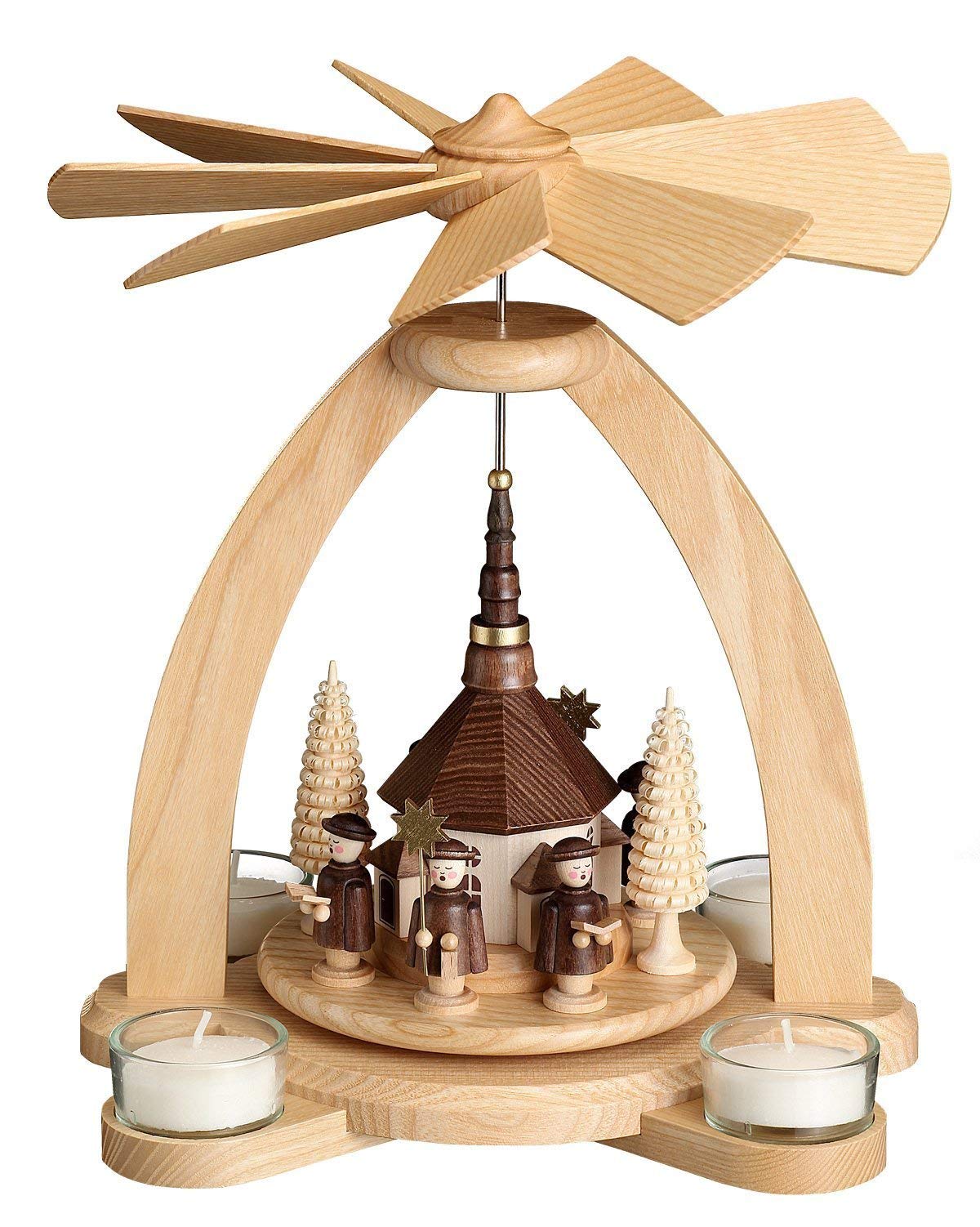 Table pyramid - tealight pyramid with Seiffen church - Genuine Erzgebirge® 1810