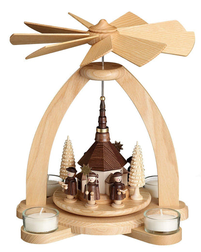 Table pyramid - tealight pyramid with Seiffen church - Genuine Erzgebirge® 1810