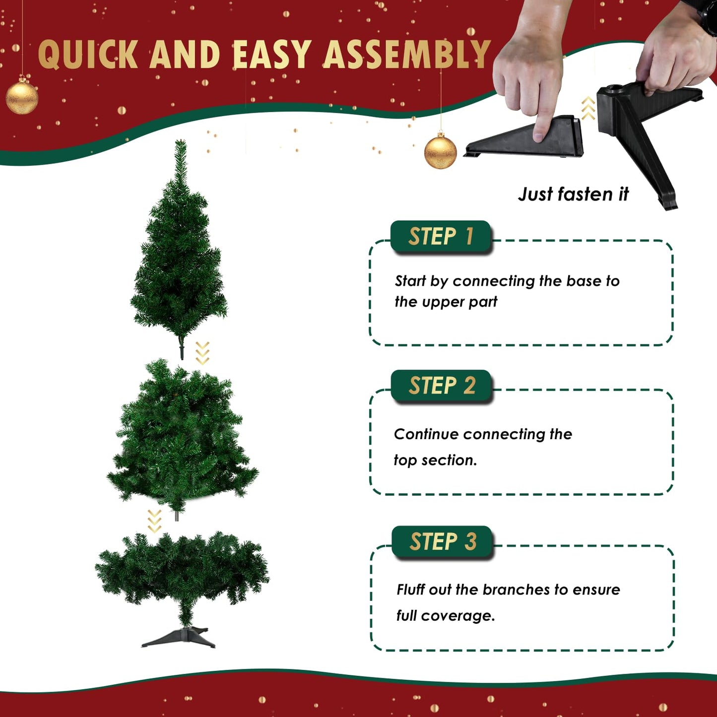 CCLIFE Artificial Christmas Tree Nordmann Fir, Small Pine Tree, PE Injection Molded