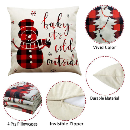 4 pieces of pillowcase 45x45, cotton linen pillow case sofa pillow cover outdoor garden decoration