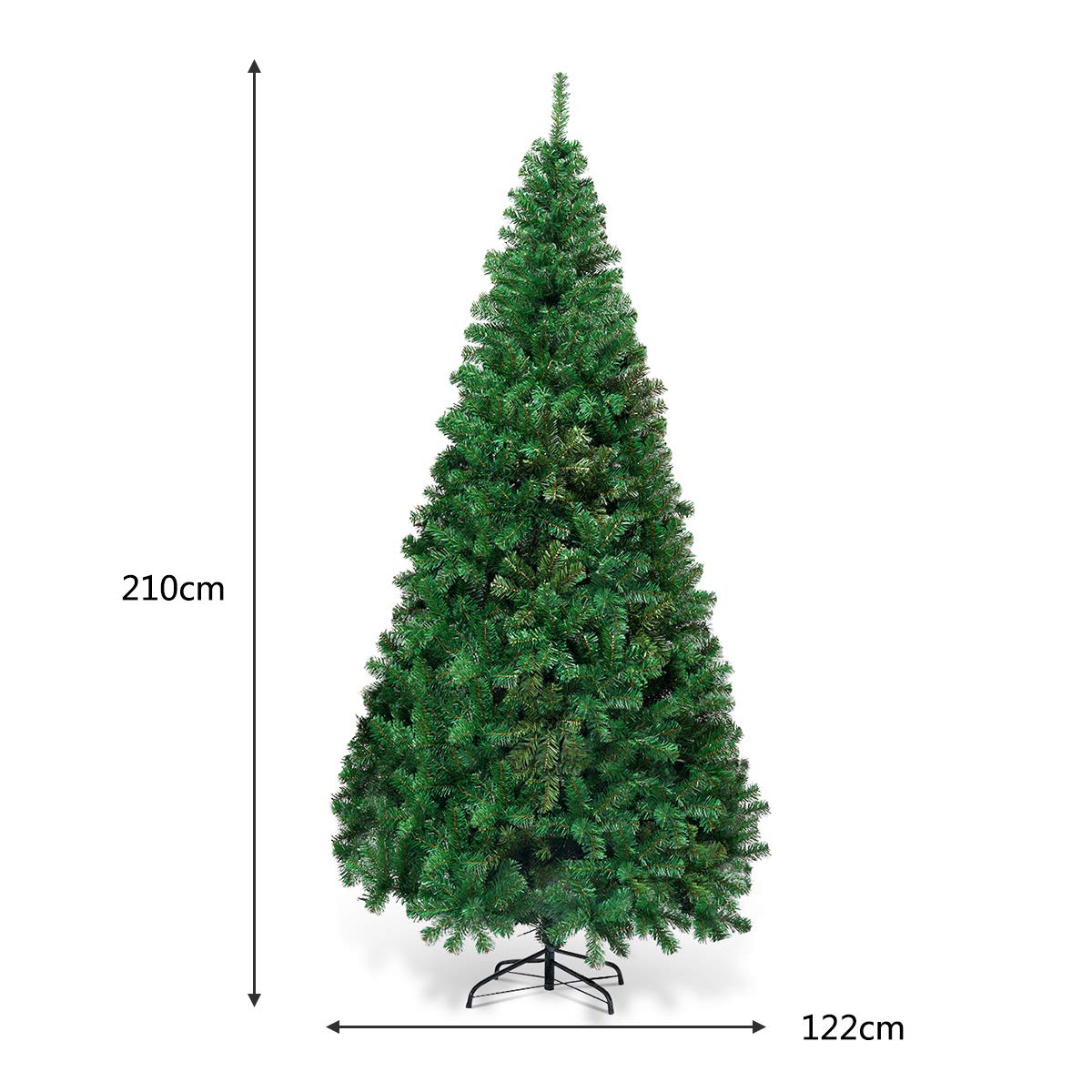 COSTWAY 210cm Artificial Christmas Tree with Metal Stand, PVC Needles, Ideal for Home, Office, Shops, and Hotels, Green.