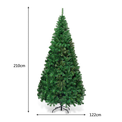 COSTWAY 210cm Artificial Christmas Tree with Metal Stand, PVC Needles, Ideal for Home, Office, Shops, and Hotels, Green.