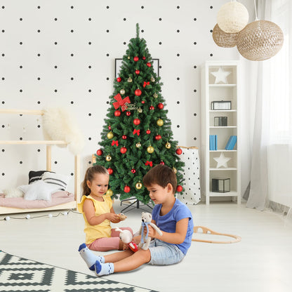 Artificial Christmas tree with 1100 branch tips, collapsible stand, metal hinges, and easy-to-assemble, green tree for home office, shop, party decoration.