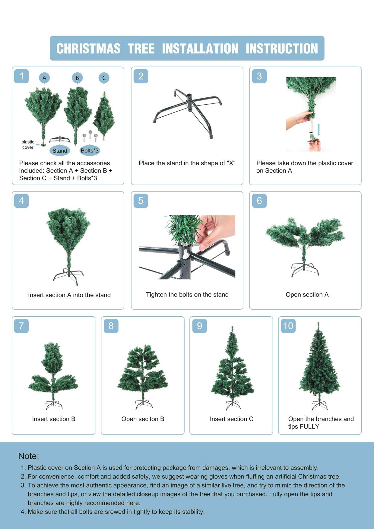 HENGMEI 180cm PVC Christmas Tree with Metal Stand approximately 500 branches Lena Christmas Decoration (Green PVC, 180cm)