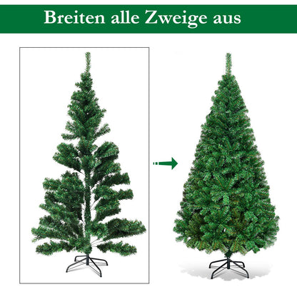 COSTWAY 210cm Artificial Christmas Tree with Metal Stand, PVC Needles, Ideal for Home, Office, Shops, and Hotels, Green.