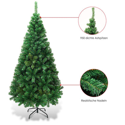 COSTWAY 210cm Artificial Christmas Tree with Metal Stand, PVC Needles, Ideal for Home, Office, Shops, and Hotels, Green.