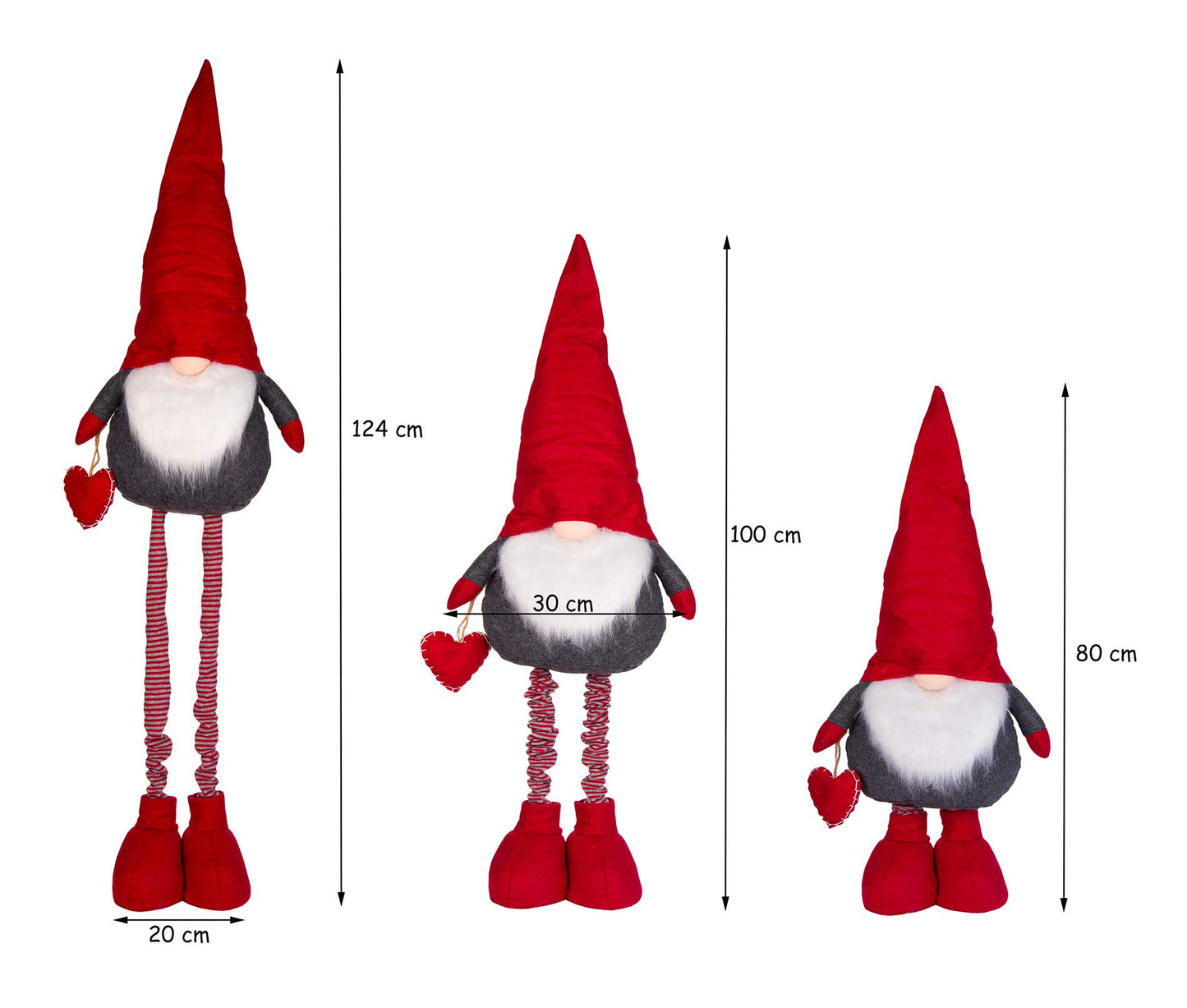 BigDean XXL felt elf with telescopic legs, 90-120 cm tall, weighing 1.2 kg - decorative figure for Christmas.