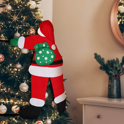Noisy Santa decoration, 138cm Climbing Hanging Santa Claus for Christmas Tree Christmas Hanging Santa Claus for Roof Fireplace Tree Porch Door Yard